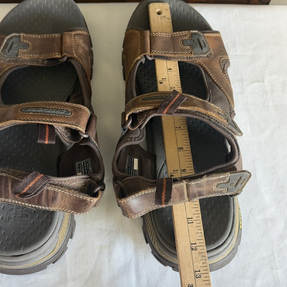 Skechers Brown Leather Hiking Trail Walking Sandals Mens Sz 12 Fisherman Strappy - Picture 2 of 10